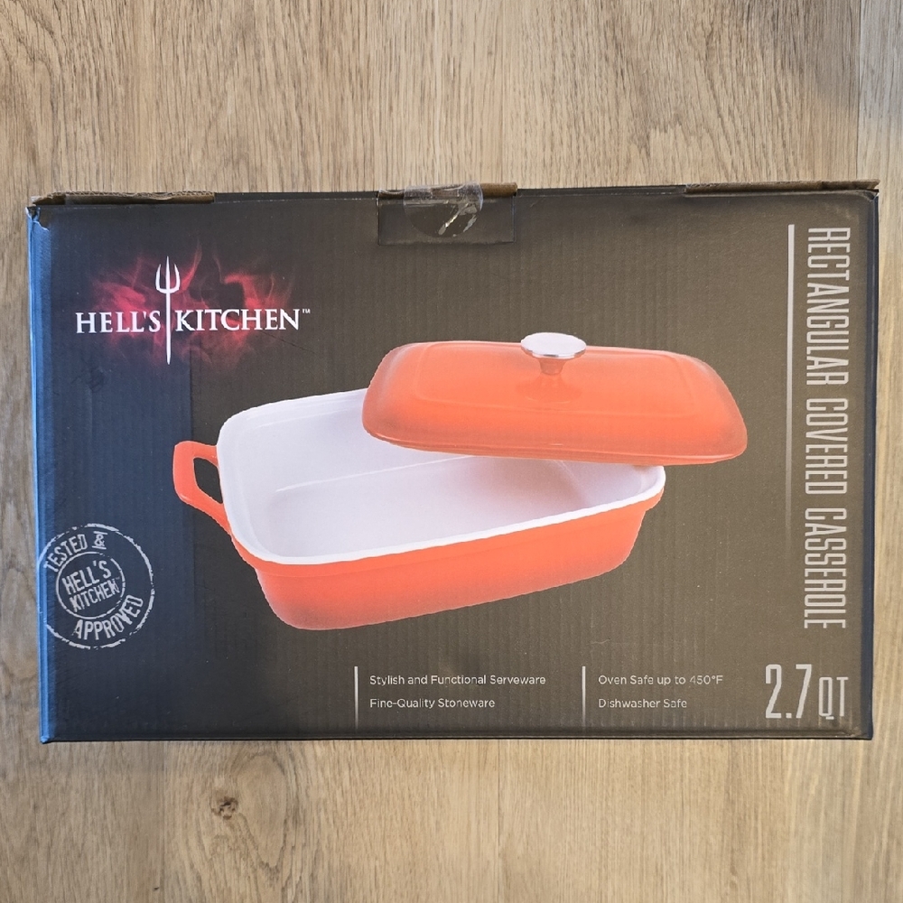 New Orange Covered Casserole Dish 2.7 QT